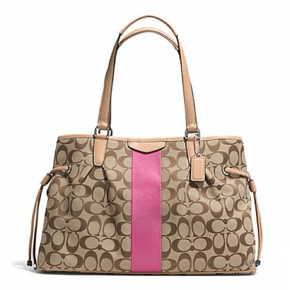 Coach REHAB Brown and Pink Signature Shoulder Bag - Picture 1 of 16